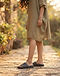 MATILEO Comfort Slide Sandal — Charcoal (Charcoal), worn or held by model