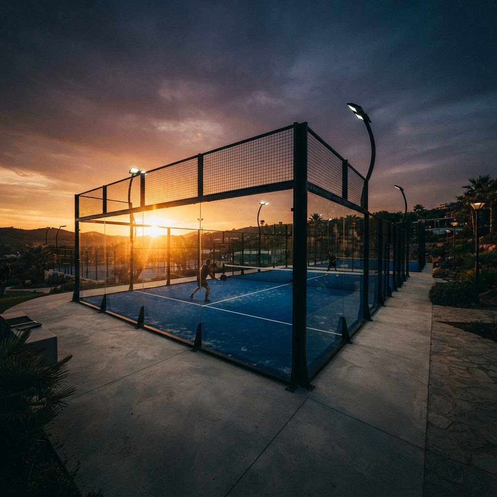 Saint Padel padel court at golden hour