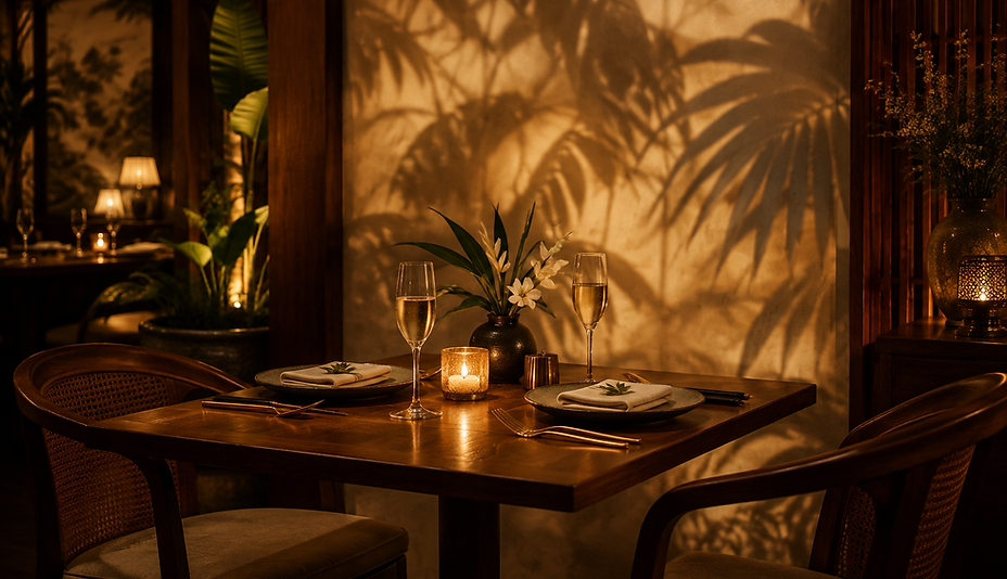 Table dressée dans une ambiance vietnamienne raffinée chez HÀ NỘI ÉTOILE