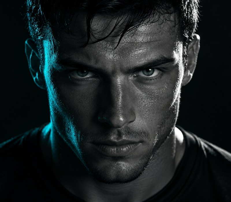 Athlete in focused stillness