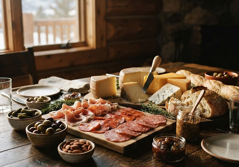 Artisanal provisions on a rustic Mountain West table