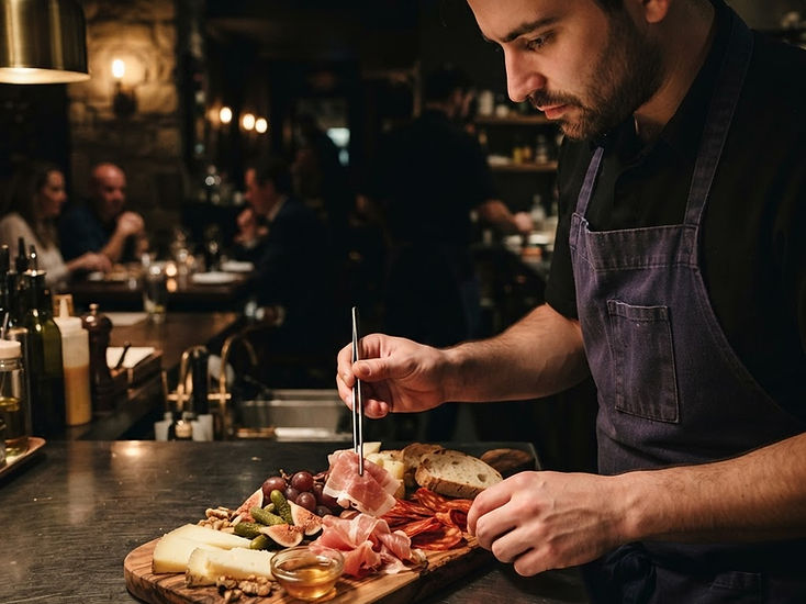 Chef plating premium deli meats