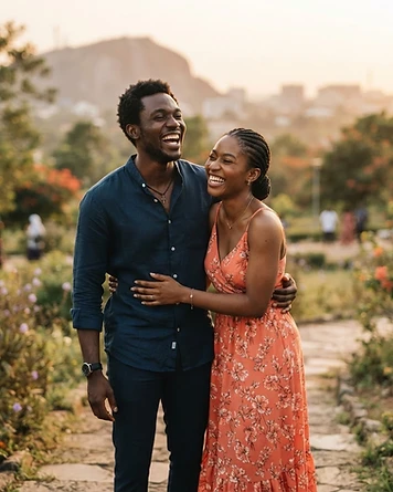 A Nigerian Christian couple laughing together