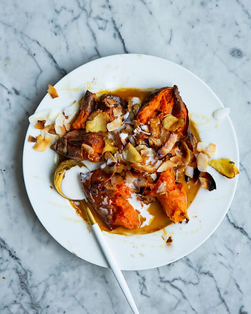 Roasted Sweet Potato with Coconut & Ginger