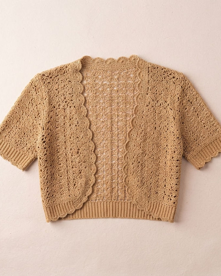 Tan Crochet Shrug (Tan), product photo