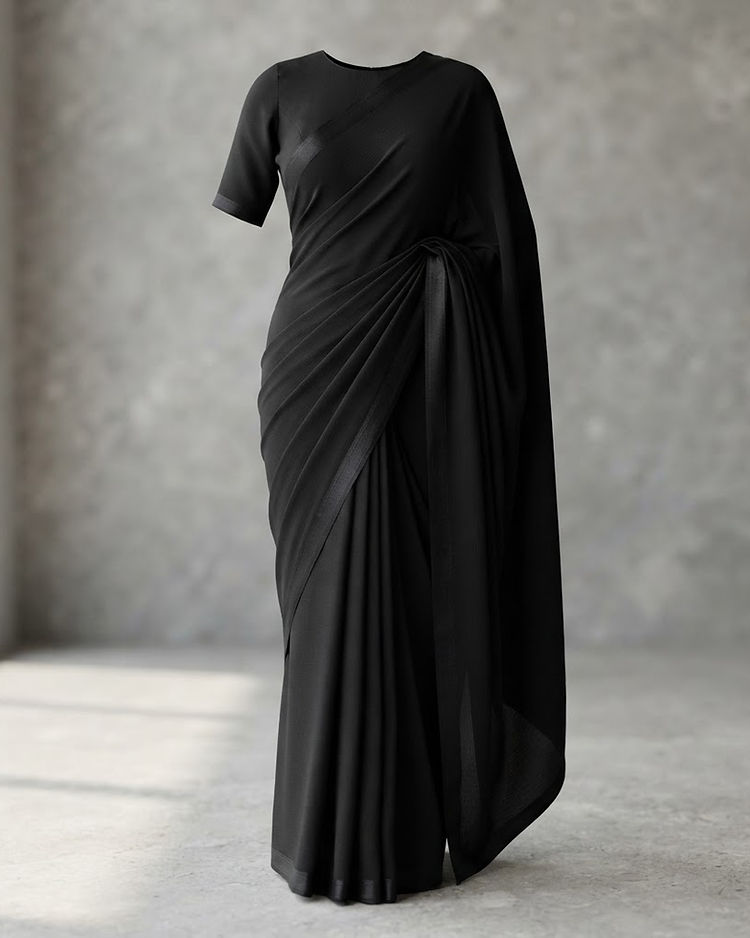 Black Silk Saree (Black), product photo