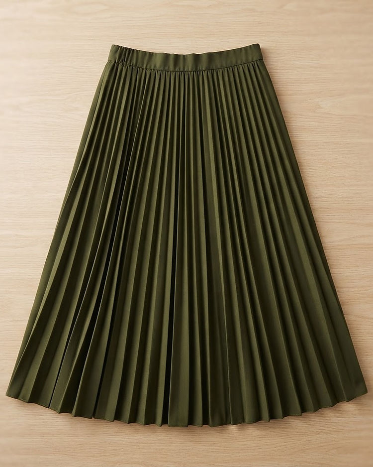 Olive Pleated Skirt (Olive), product photo
