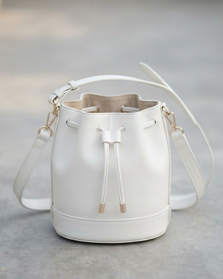 White Bucket Bag (White), product photo