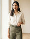 Olive Elastic Belt (Olive), worn or held by model