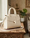 Ivory Faux Leather Satchel (Ivory), lifestyle setting