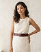 Burgundy Wide Belt (Burgundy), worn or held by model