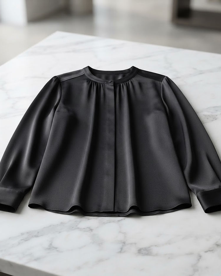 Black Silk Blouse (Black), product photo