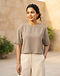 Stone Crop Top (Stone), worn or held by model