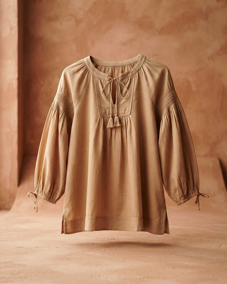 Camel Peasant Top (Camel), product photo