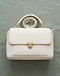 Ivory Faux Leather Satchel (Ivory), flat-lay view