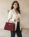 Burgundy Top Handle Bag (Burgundy), worn or held by model