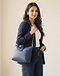 Navy Shoulder Bag (Navy), worn or held by model