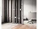 Finished open-plan renovation with warm oak flooring and matte black window frames