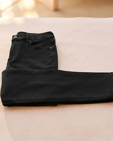 Women's Stretch Denim Relaxed Fit Chinos — Black (Black), product photo