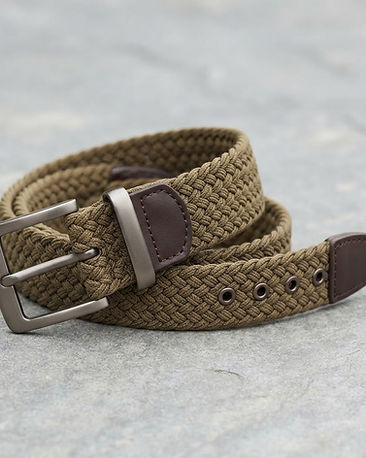 Unisex Premium Cotton Woven Belt — Khaki (Khaki), product photo