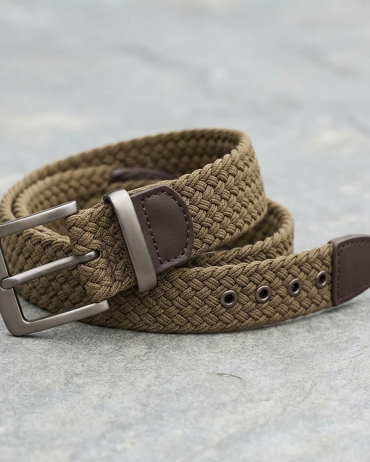 Unisex Premium Cotton Woven Belt — Khaki (Khaki), product photo