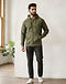 Men's Chino Cotton Zip-Up Hoodie — Olive (Olive), worn or held by model