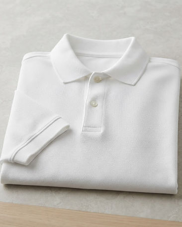 Men's Pique Knit Cotton Blend Polo — White (White), product photo