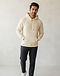 Men's French Terry Kangaroo Pocket Hoodie — Cream (Cream), worn or held by model
