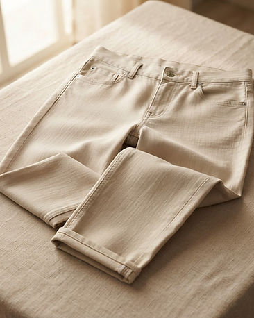 Women's Boyfriend Cotton Silk Jeans — Beige (Beige), product photo