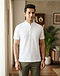 Men's Mandarin Collar Cotton Blend Polo — White (White), lifestyle setting