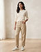 Women's Boyfriend Cotton Silk Jeans — Beige (Beige), worn or held by model