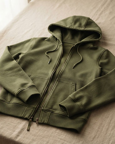 Men's Chino Cotton Zip-Up Hoodie — Olive (Olive), product photo