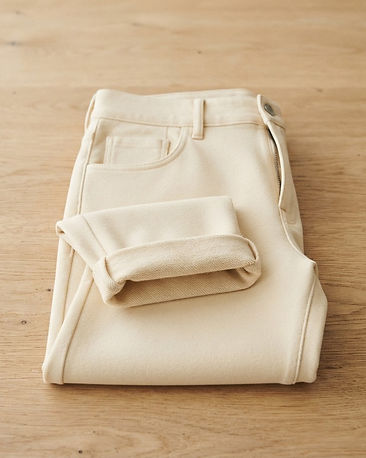 Men's French Terry Stretch Slim Jeans — Cream (Cream), product photo