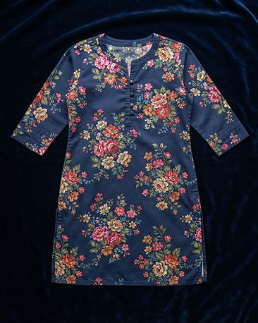 Women's Floral Print Kurti — Navy (Navy), product photo
