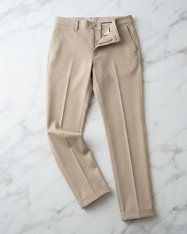 Men's Stretch Denim Tailored Formal Trousers — Beige (Beige), product photo