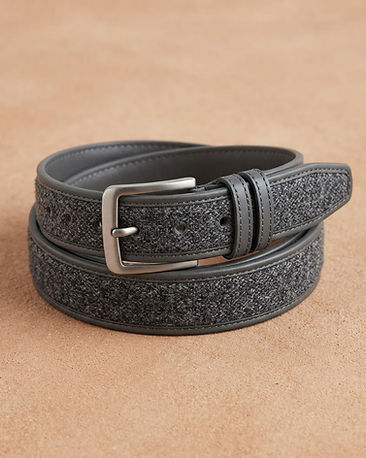 Unisex Wool Blend Leather Look Belt — Grey (Grey), product photo