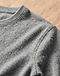 Unisex Long Sleeve Wool Blend Tee — Grey (Grey), detail close-up