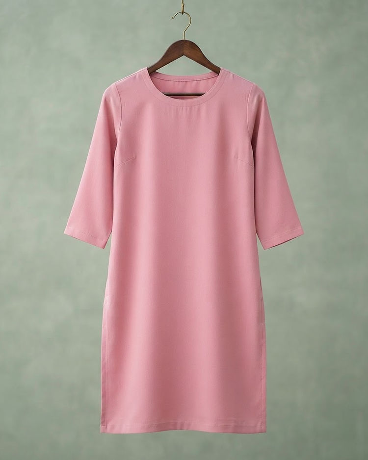Women's Straight Cotton Kurti — Pink (Pink), product photo