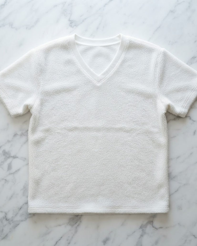 Unisex Fleece V-Neck Tee — White (White), product photo