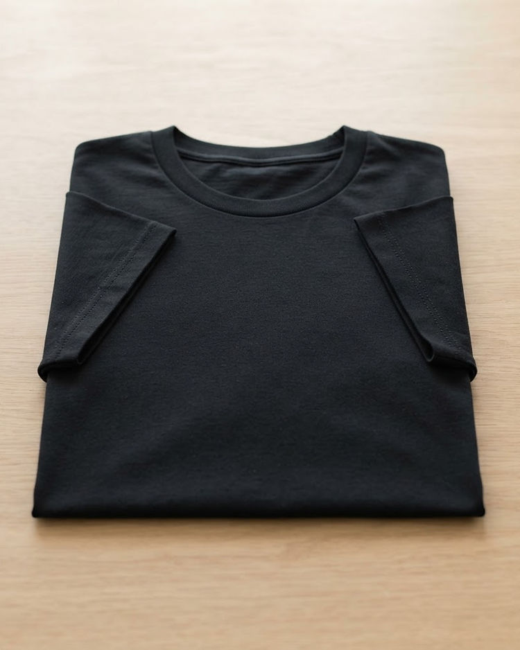 Unisex Essential Cotton Blend Tee — Black (Black), product photo