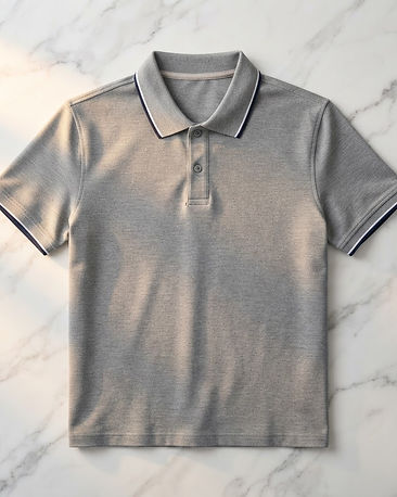 Men's Tipped Collar Cotton-Polyester Polo — Grey (Grey), product photo