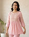 Women's Embroidered Top — Pink (Pink), worn or held by model