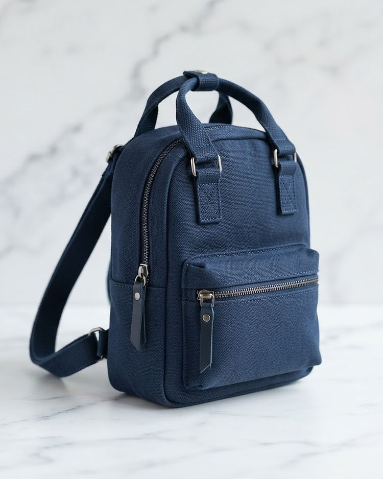 Unisex Canvas Mini Backpack — Navy (Navy), product photo