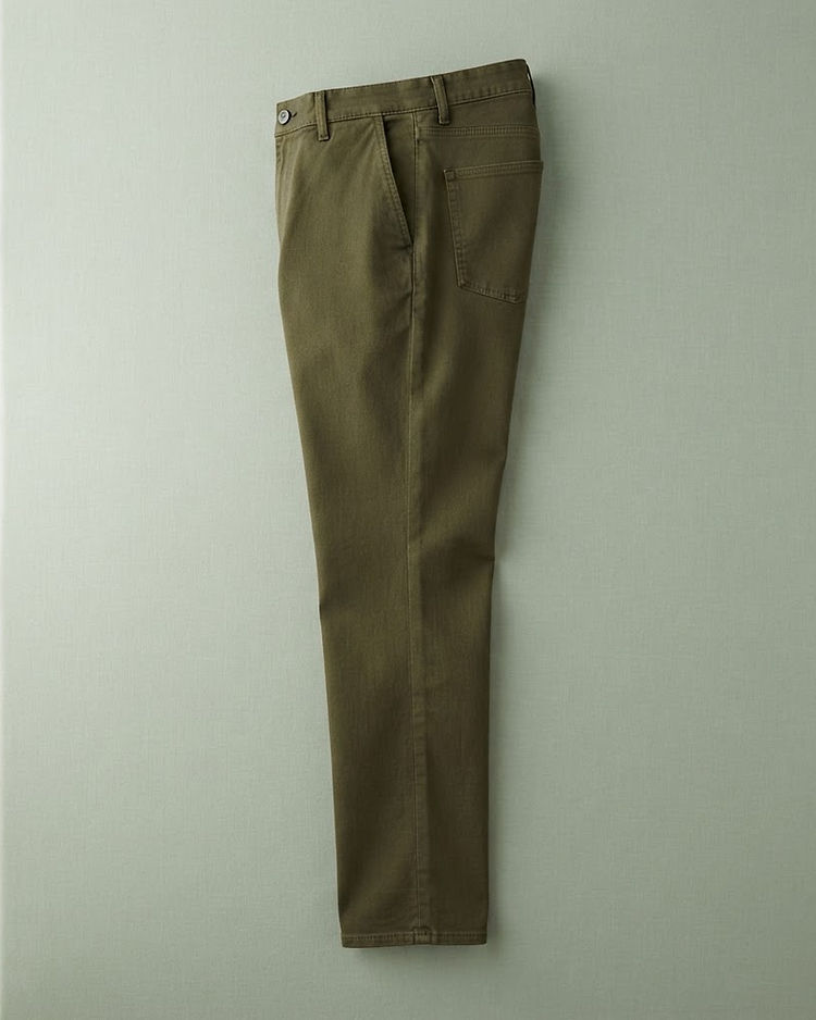 Men's Athletic Fit Chino Cotton Jeans — Olive (Olive), product photo