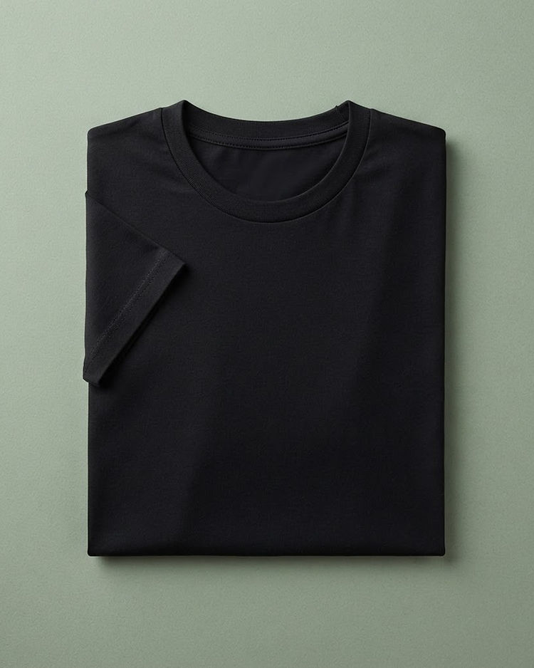 Men's Plain Essential Combed Cotton Tee — Black (Black), product photo