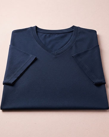 Men's V-Neck Premium Cotton T-Shirt — Navy (Navy), product photo