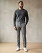 Men's Fleece Blend Classic Chino Pants — Grey (Grey), worn or held by model
