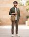 Unisex Premium Cotton Crossbody Sling Bag — Khaki (Khaki), worn or held by model