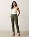 Women's Stretch Denim Linen Blend Trousers — Olive (Olive), worn or held by model