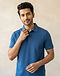 Men's Ribbed Collar Organic Cotton Polo — Blue (Blue), worn or held by model